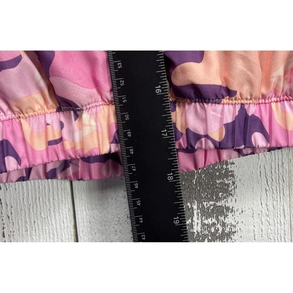 Reebok Girls‎ 7/8 Pink Camo Windbreaker Jacket 1/2 Zip Pullover Lightweight